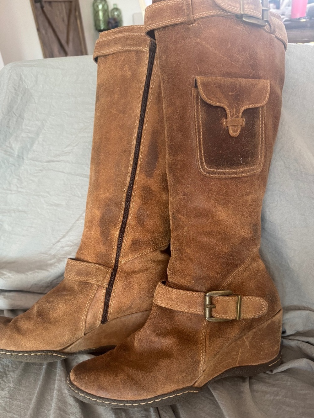 Ruff Hewn Brown leather suede boots Sz 11M